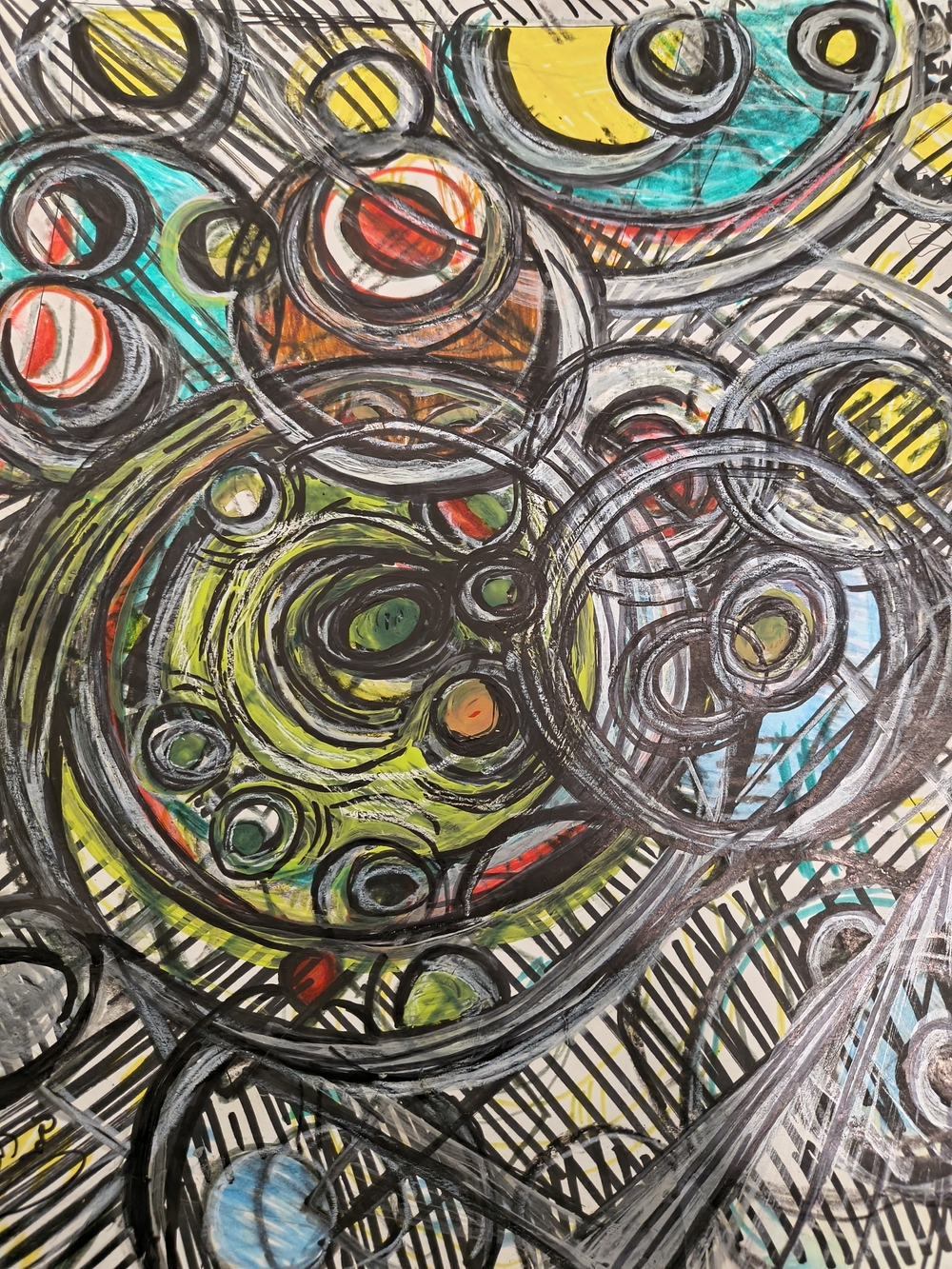 Abstract Mixed Media Artwork in Gray & Yellow